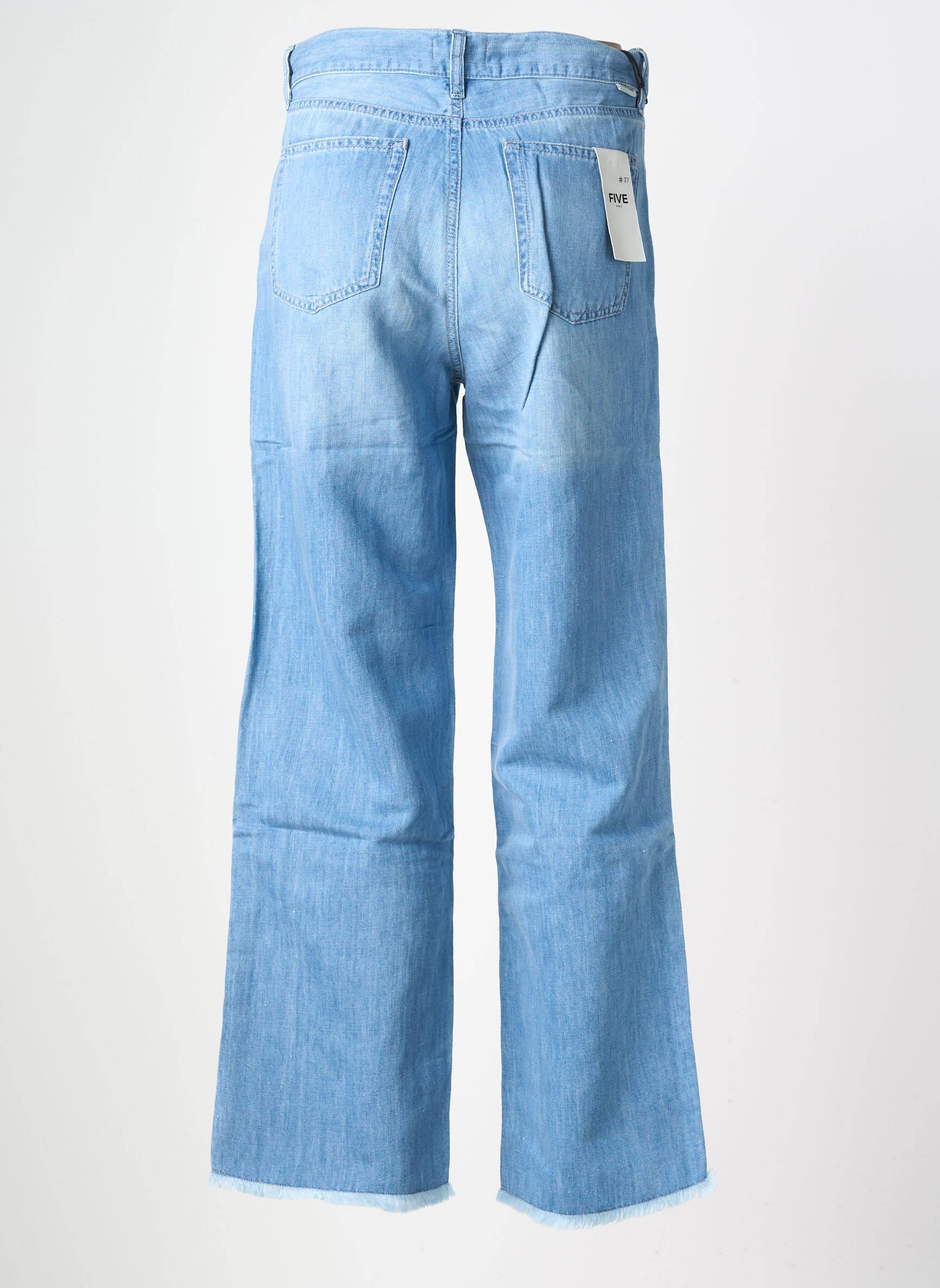 Jeans coupe large effet usé délavé taille normale bleu FIVE femme