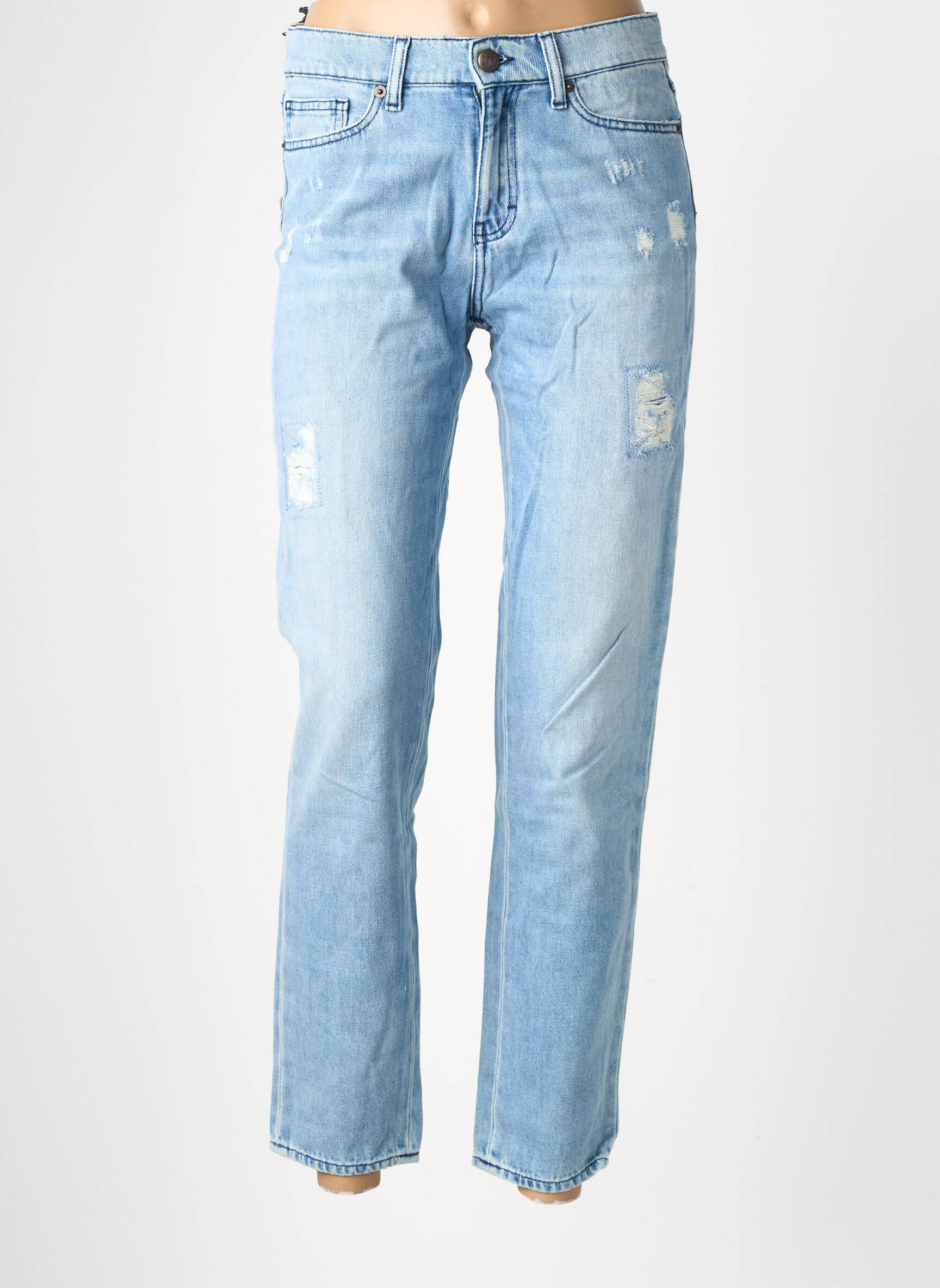 Jeans coupe slim effet usé délavé taille normale bleu FIVE femme