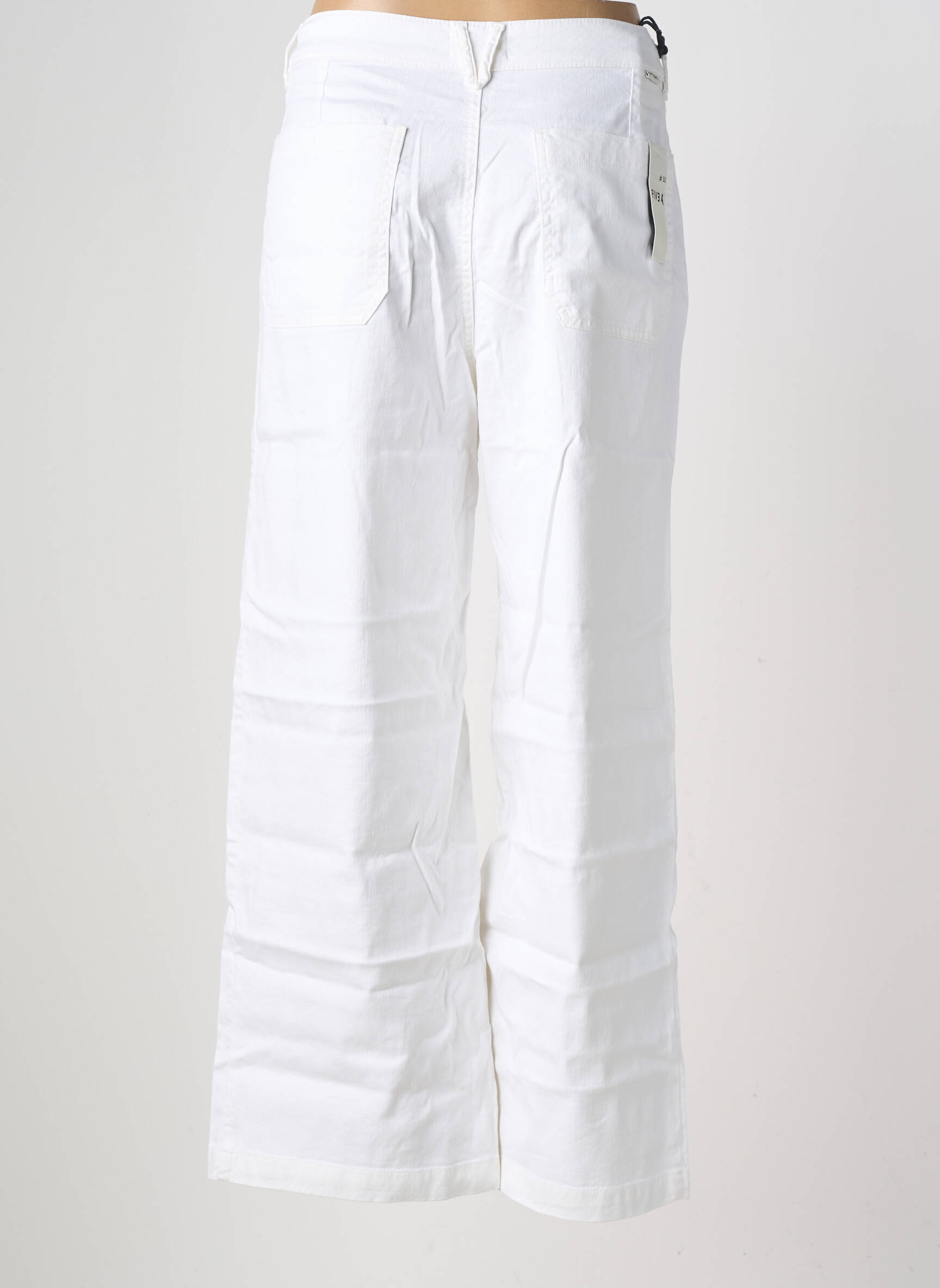 Pantalon large fermeture zippée sous rabat boutonné taille normale blanc FIVE femme