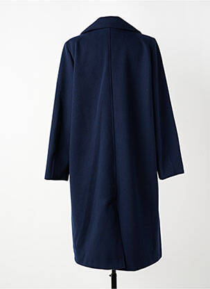 Manteau long coupe droite sans capuche bleu GEVANA femme