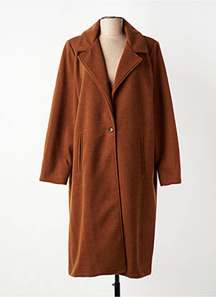 Manteau long coupe droite sans capuche marron GEVANA femme
