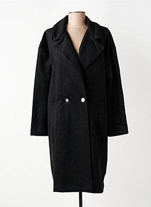 Manteau long coupe droite sans capuche noir GEVANA femme
