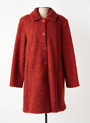 Manteau long coupe droite sans capuche orange GEVANA femme