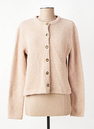 Gilet manches longues col rond beige GEVANA femme