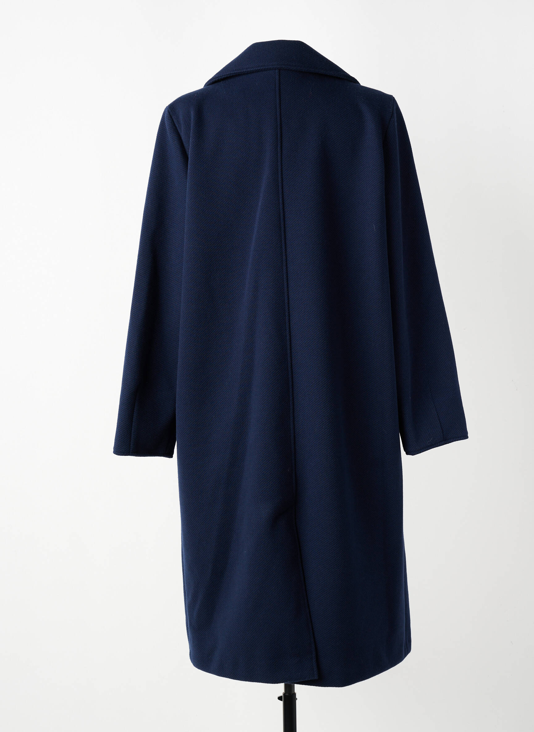 Manteau long coupe droite sans capuche bleu GEVANA femme
