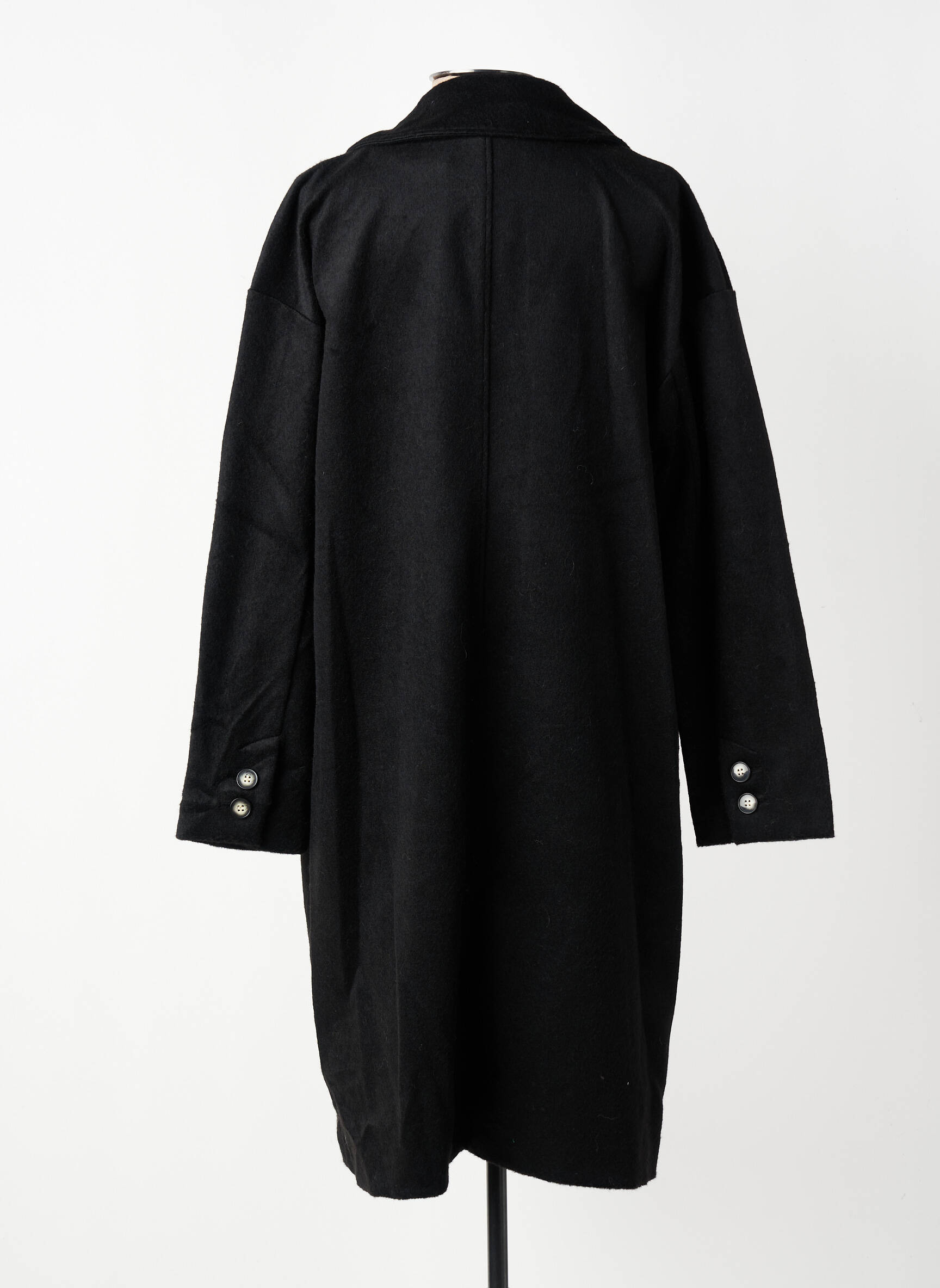 Manteau long coupe droite sans capuche noir GEVANA femme