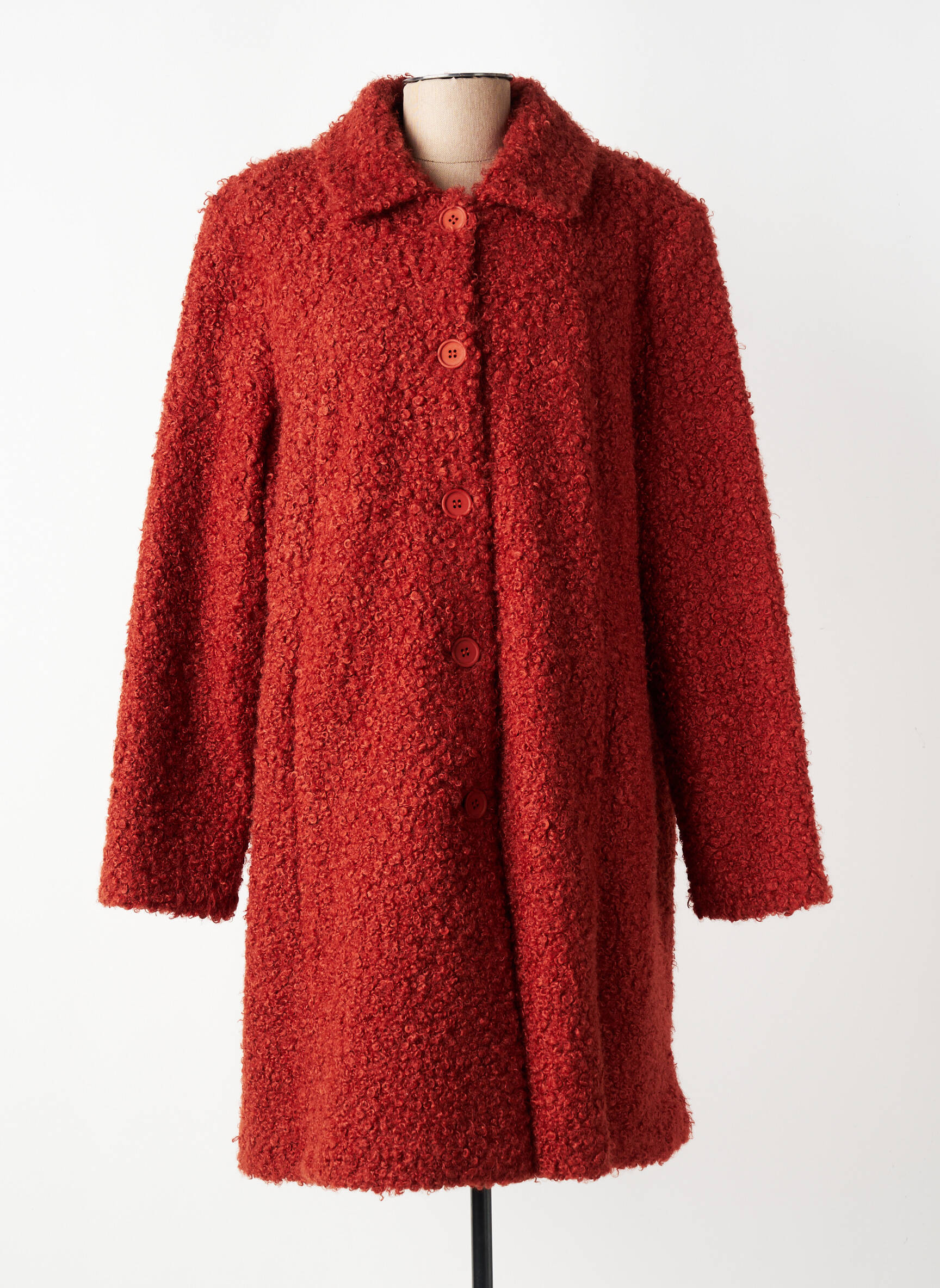 Manteau long coupe droite sans capuche orange GEVANA femme