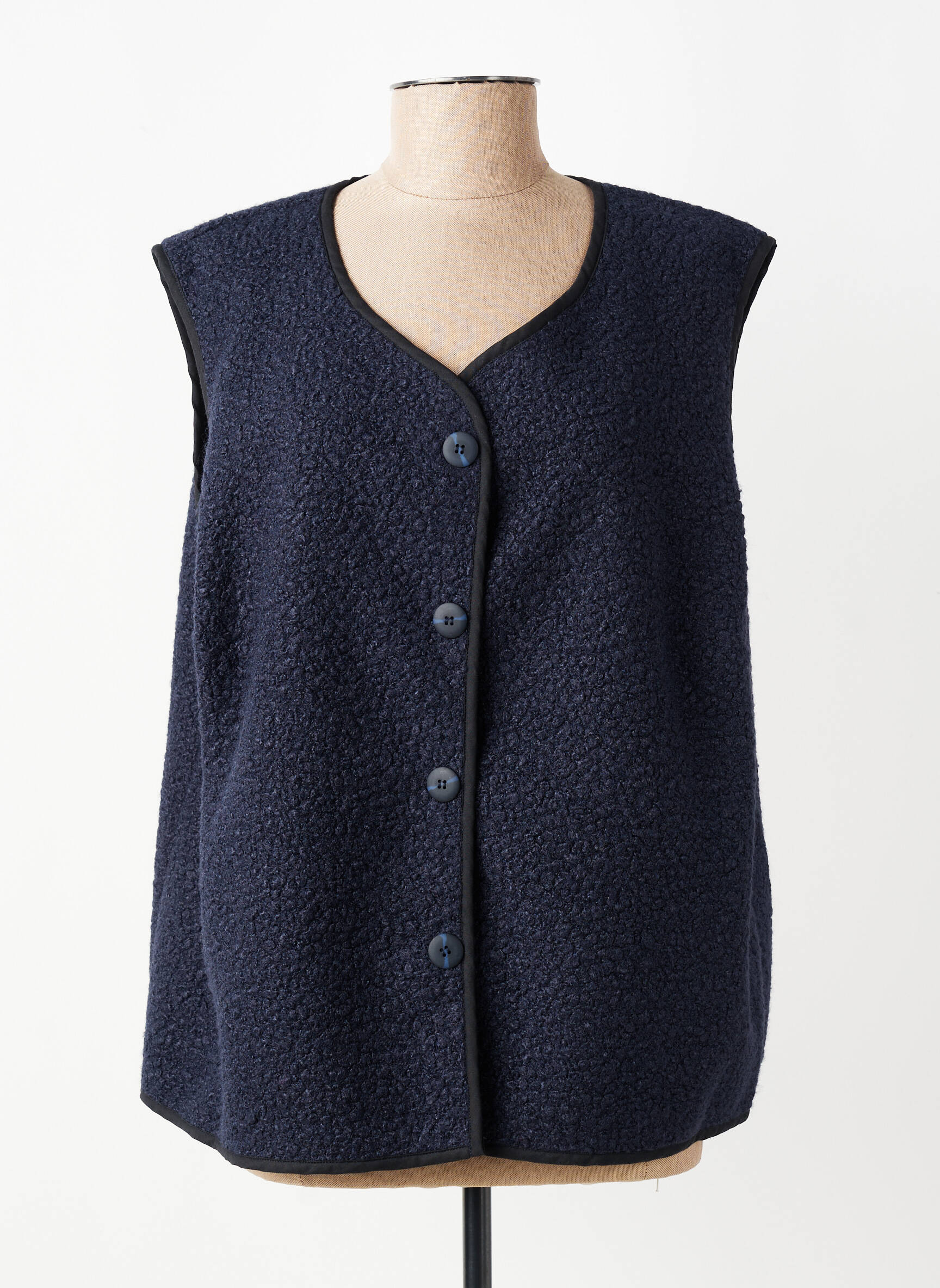 Gilet sans manche coupe droite bleu GEVANA femme