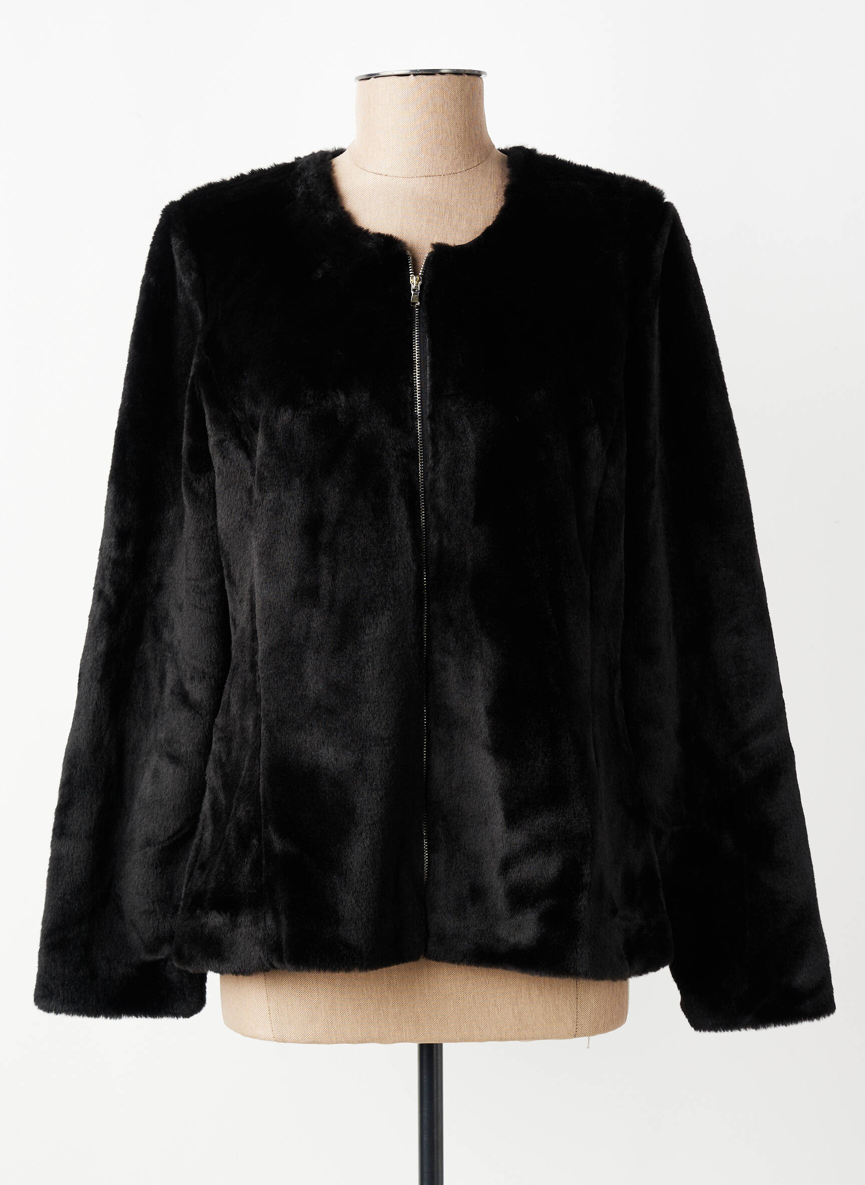 Manteau court coupe droite sans capuche noir GEVANA femme