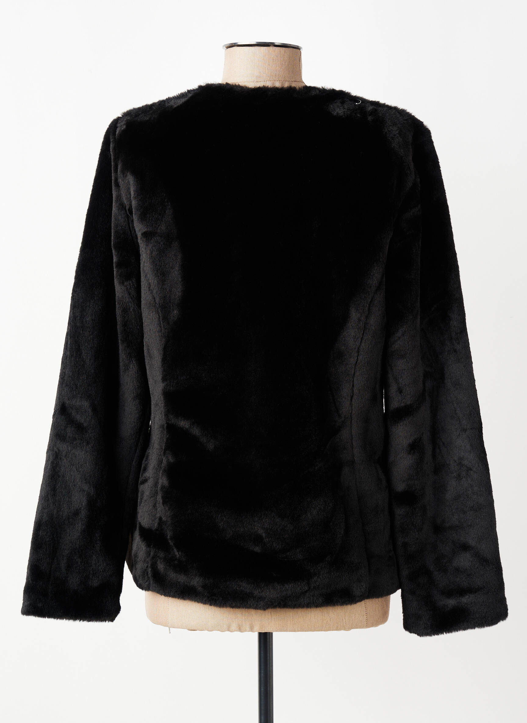Manteau court coupe droite sans capuche noir GEVANA femme