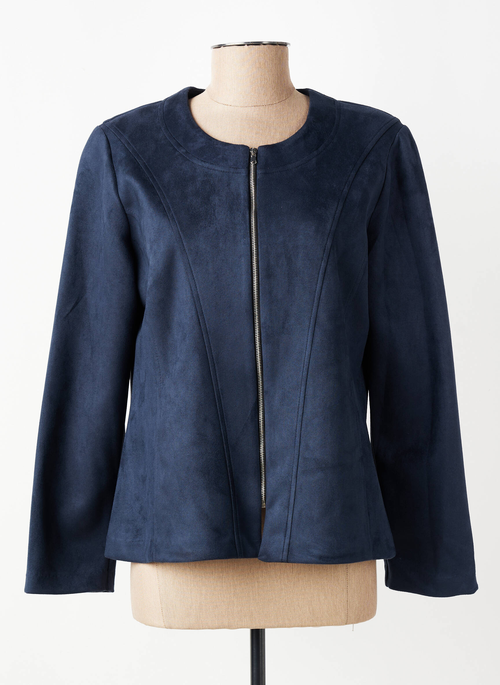 Veste casual tissage suedine bleu GEVANA femme
