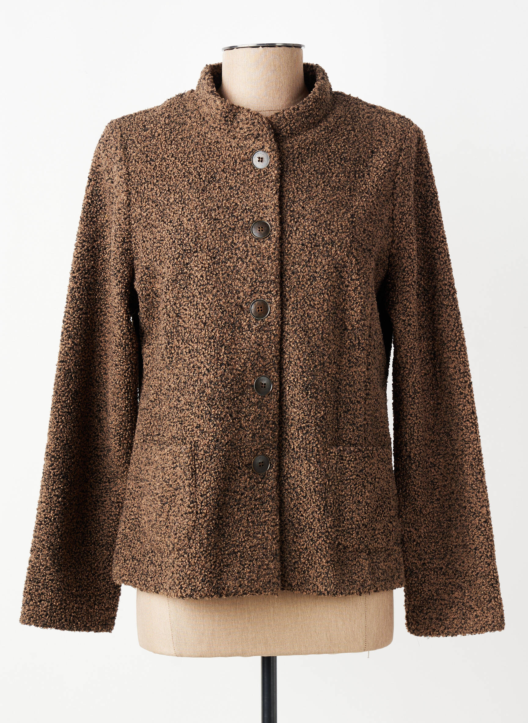 Veste casual col rond marron GEVANA femme