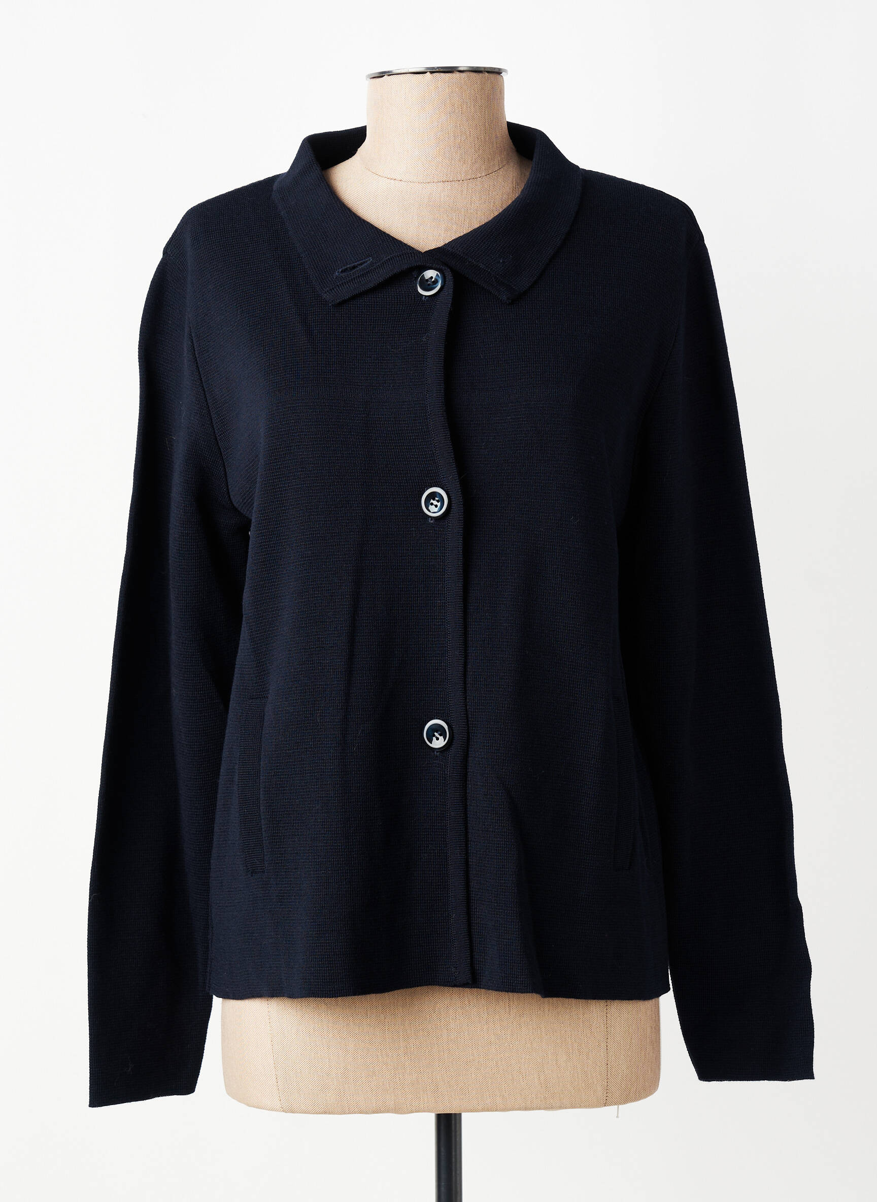 Gilet manches longues fermeture boutonnée sur le devant bleu GEVANA femme