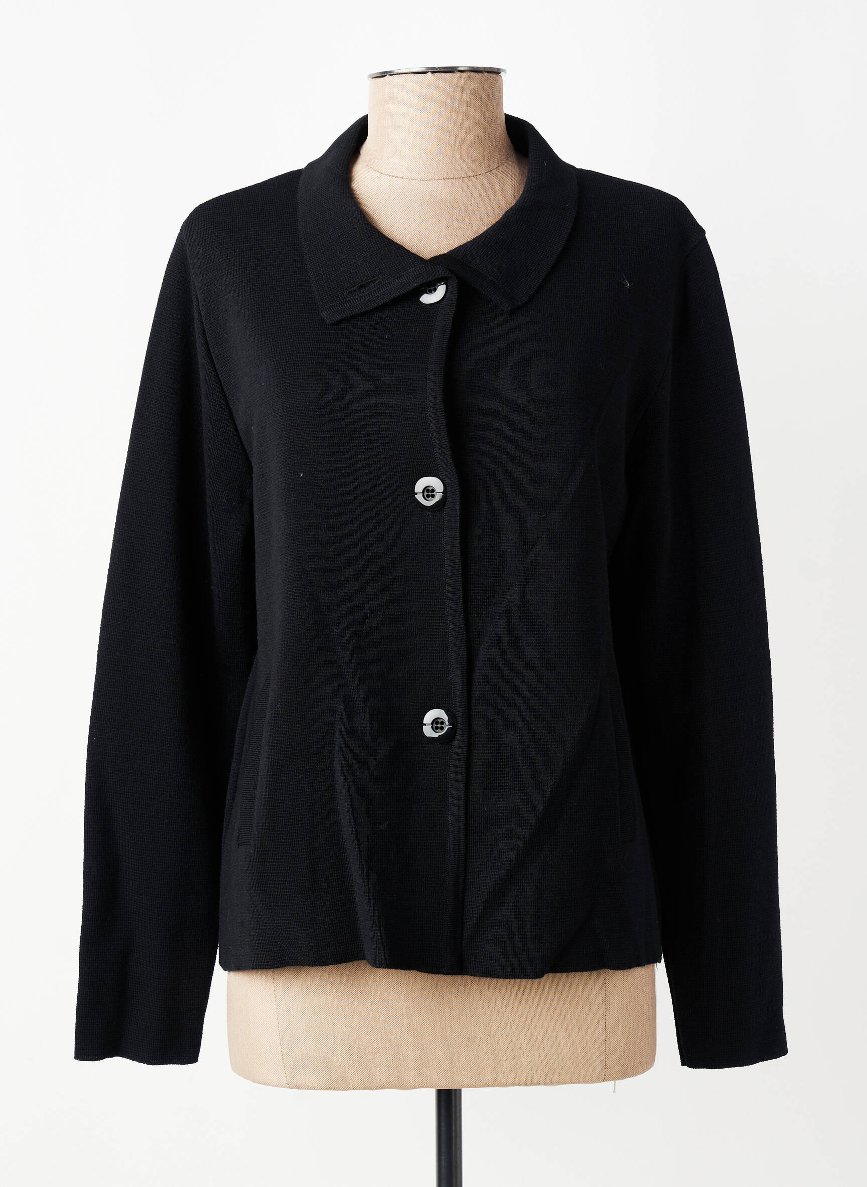 Gilet manches longues fermeture boutonnée sur le devant noir GEVANA femme