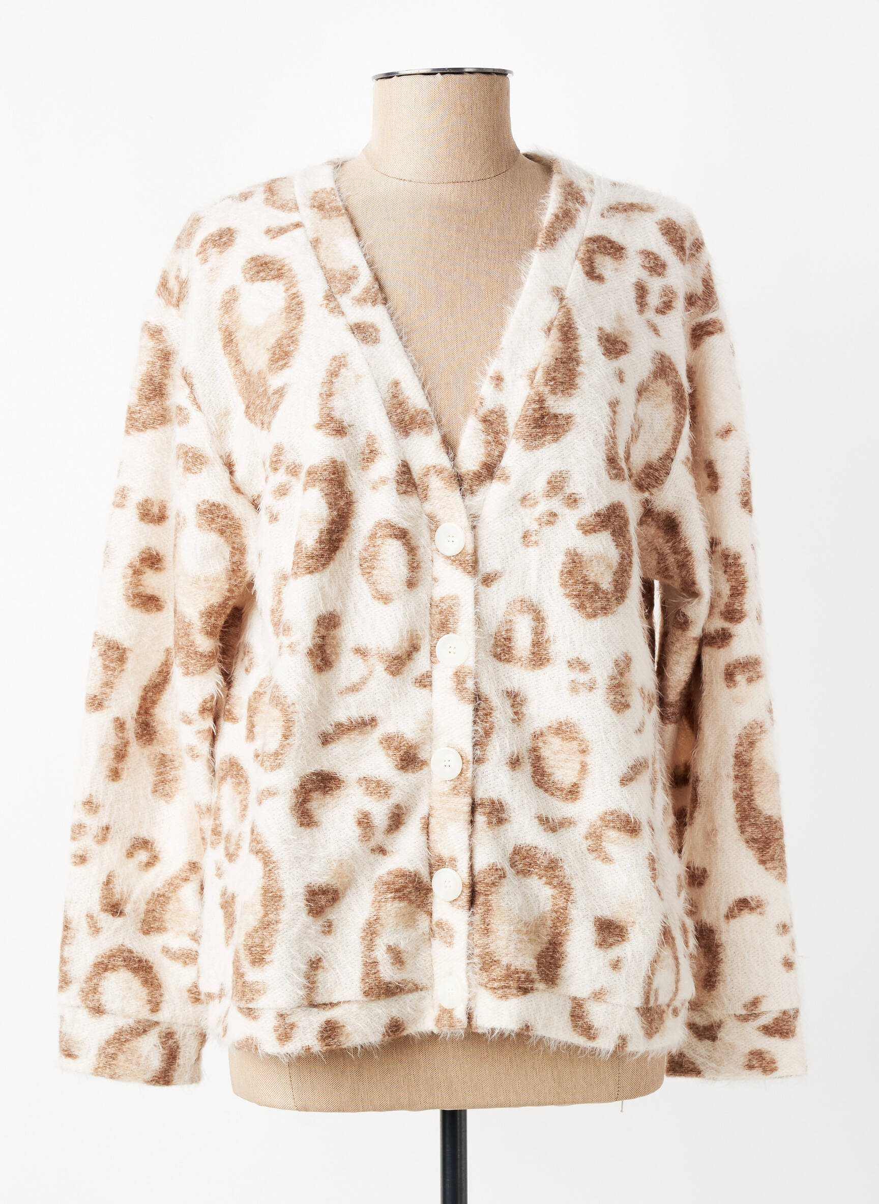 Gilet manches longues fermeture boutonnée sur le devant beige GEVANA femme