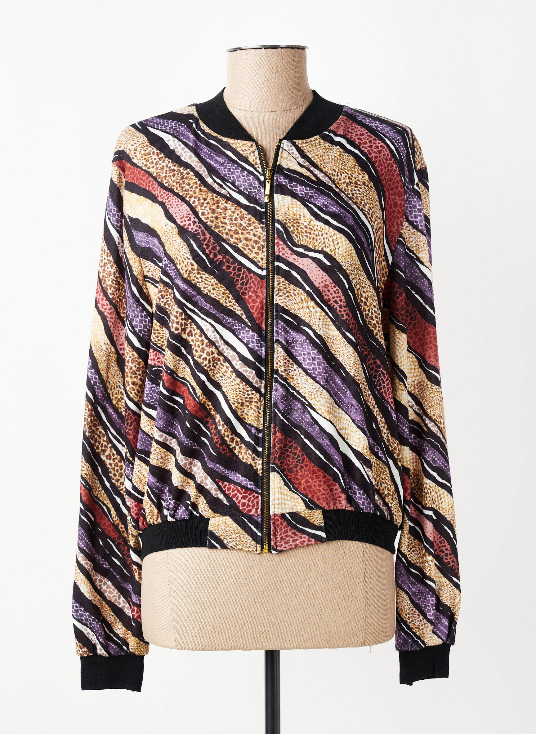 Veste casual col rond noir GEVANA femme