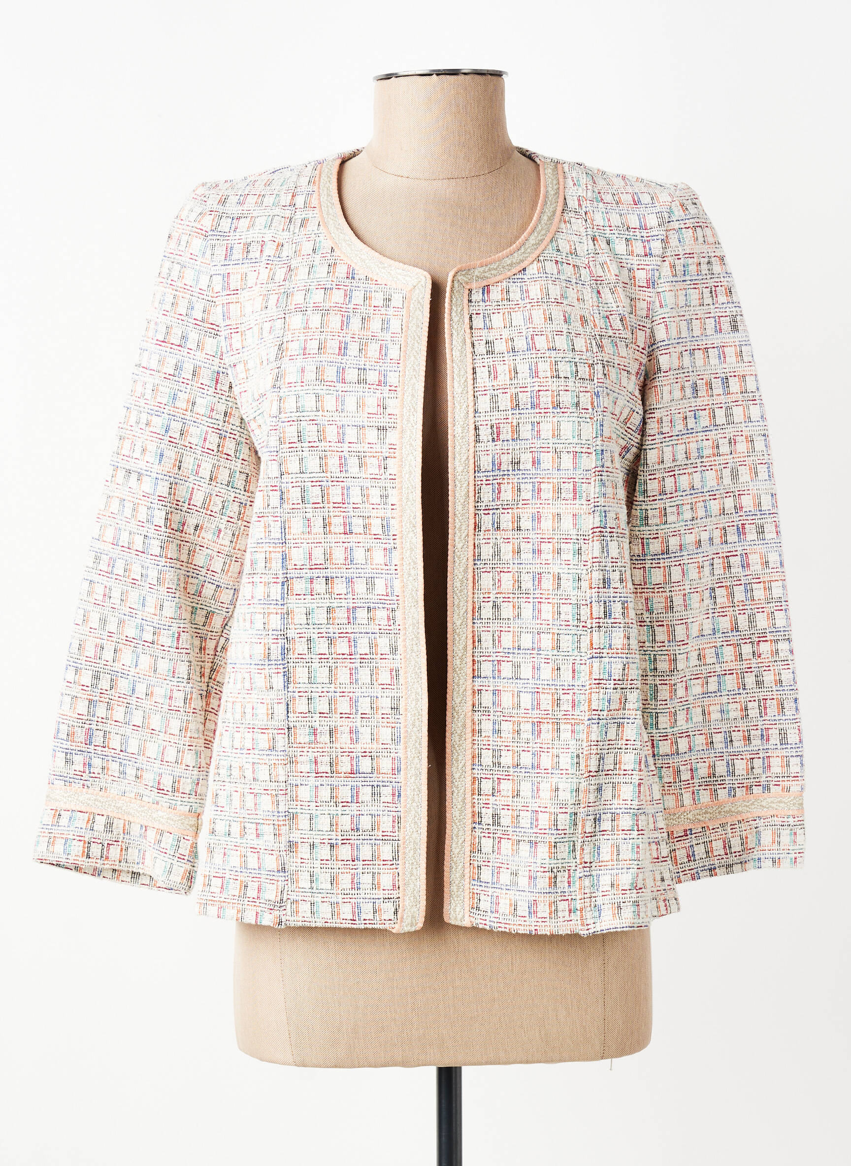 Veste casual col rond blanc GEVANA femme
