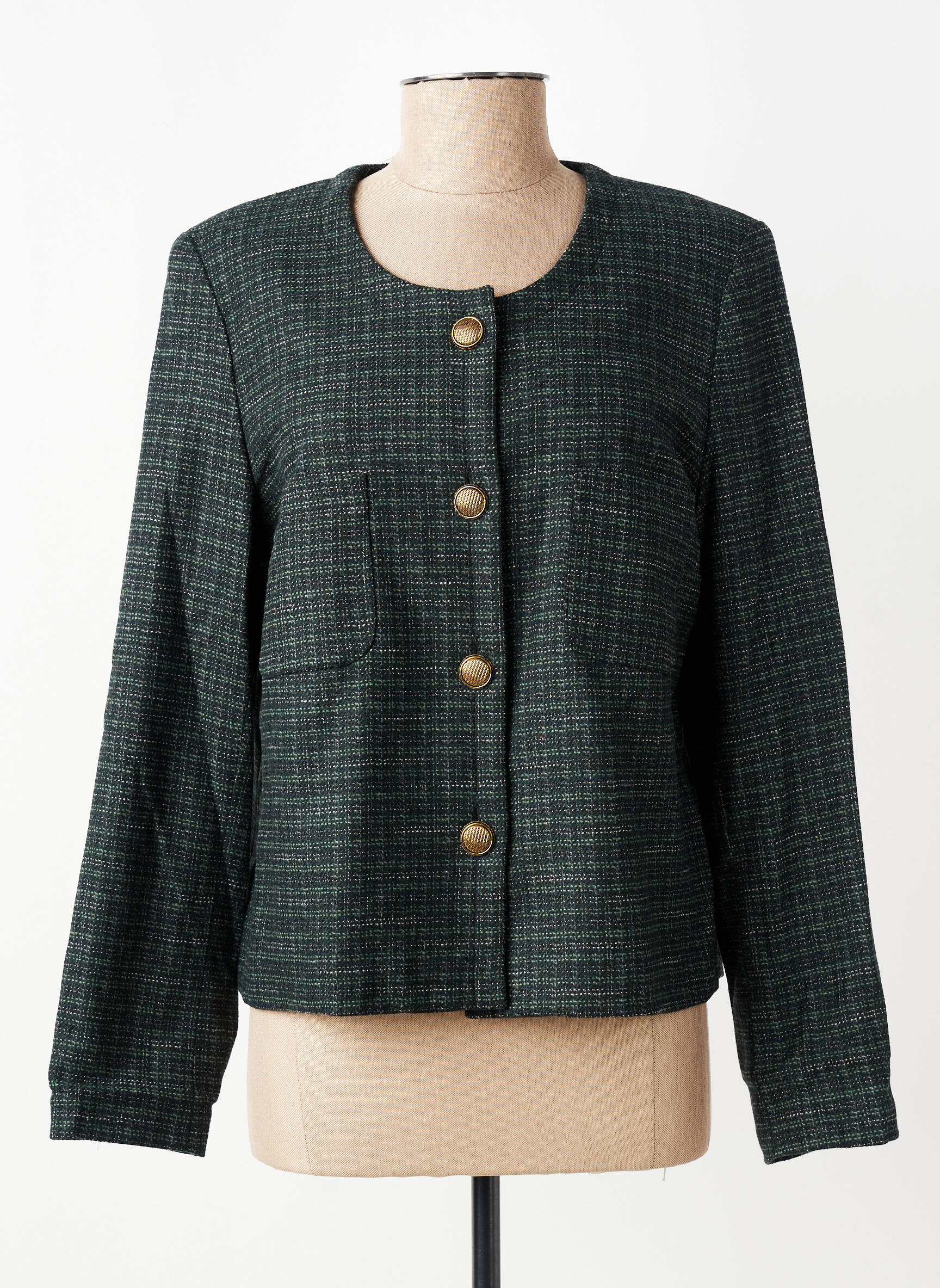 Veste casual col rond vert GEVANA femme