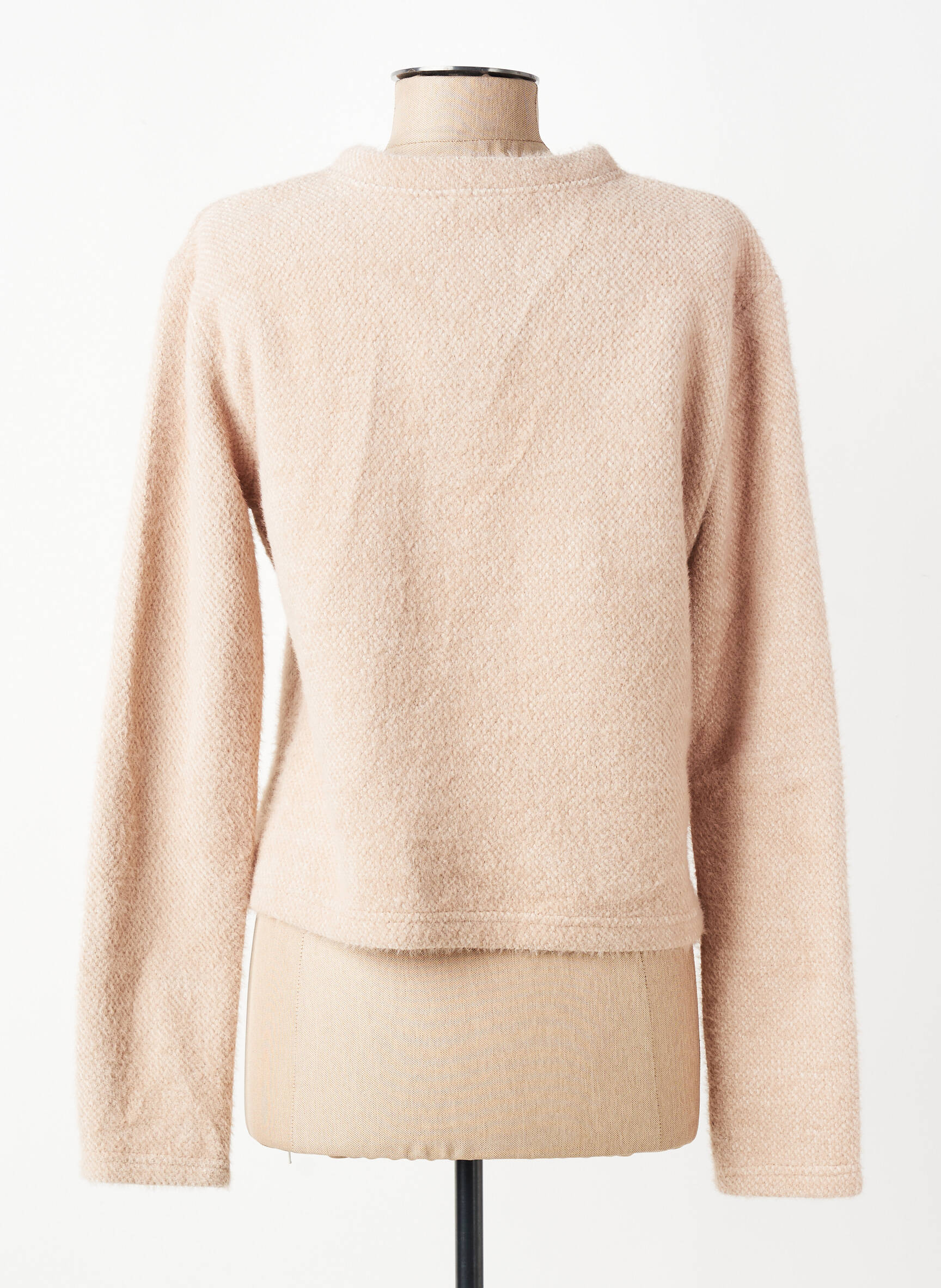 Gilet manches longues col rond beige GEVANA femme