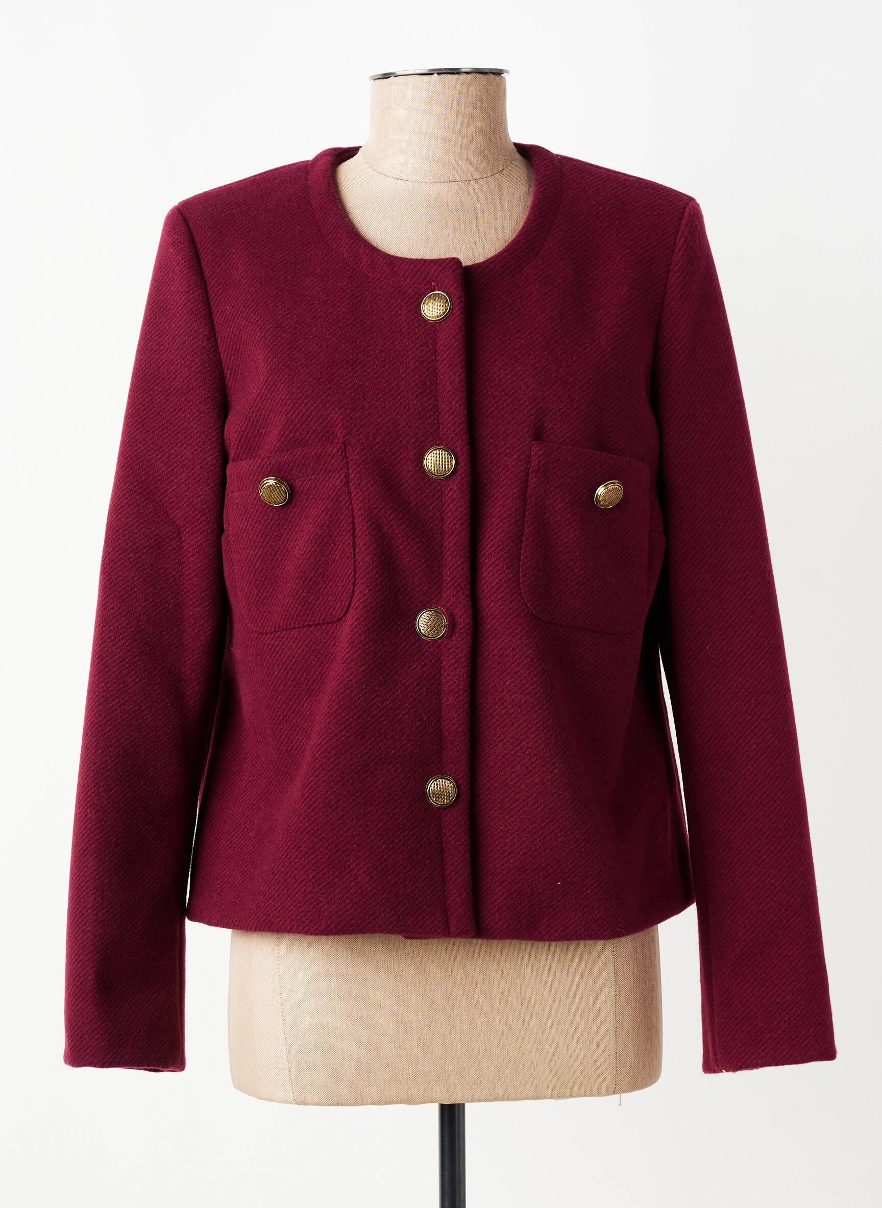 Veste casual col rond rouge GEVANA femme