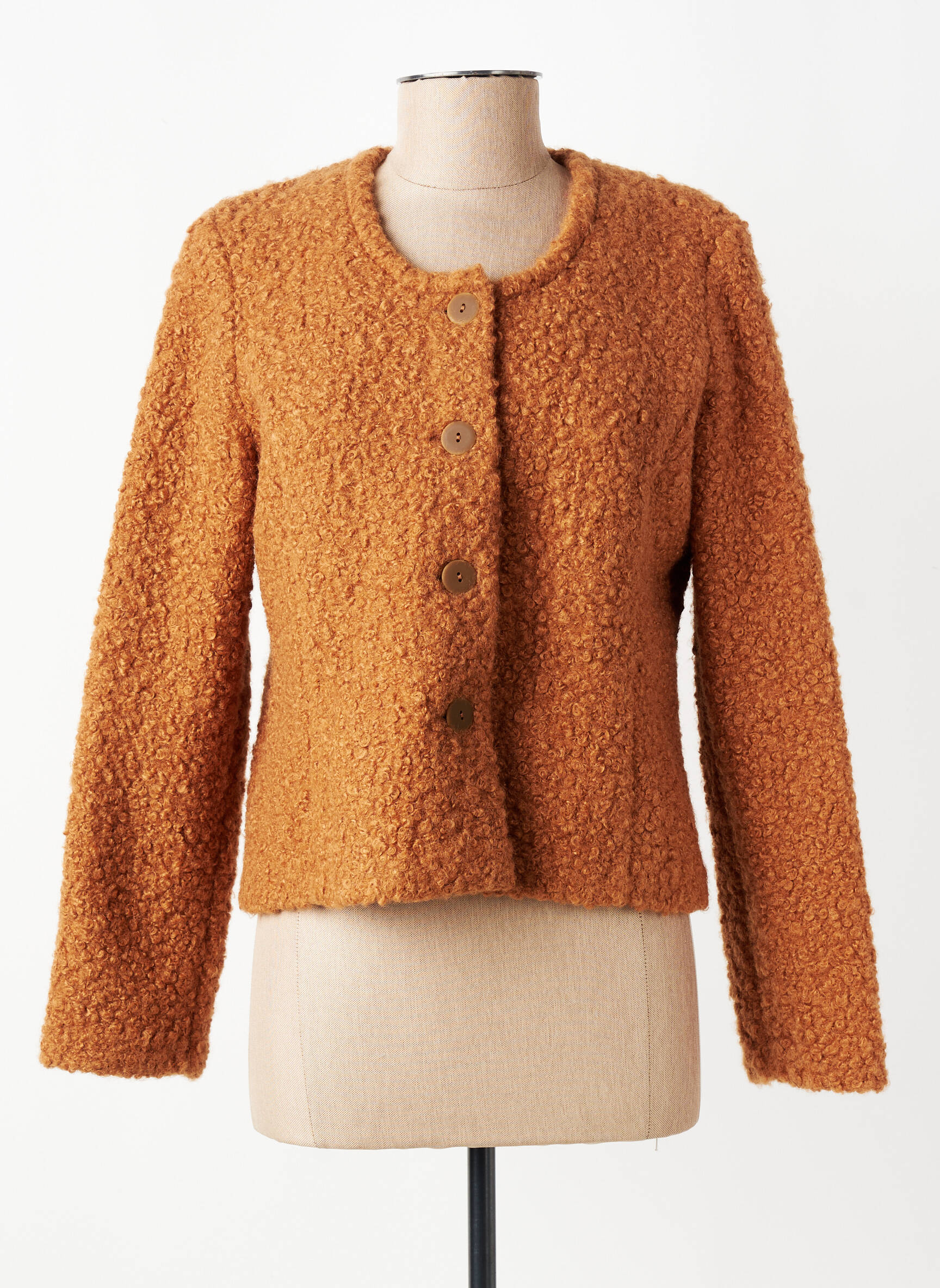 Veste casual col rond marron GEVANA femme