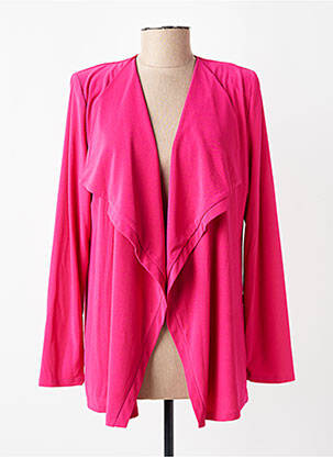Gilet manches longues col v rose GEVANA femme