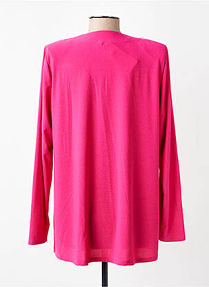 Gilet manches longues col v rose GEVANA femme