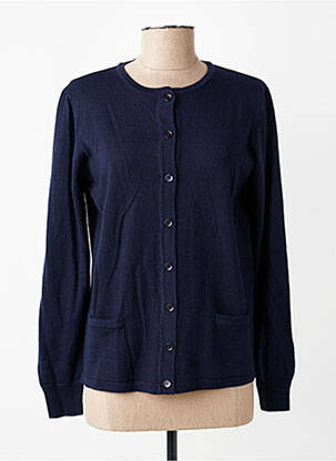 Gilet manches longues col rond bleu GEVANA femme