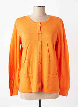 Gilet manches longues col rond orange GEVANA femme