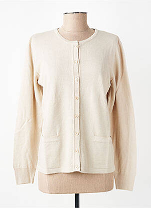 Gilet manches longues col rond beige GEVANA femme
