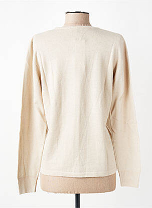 Gilet manches longues col rond beige GEVANA femme