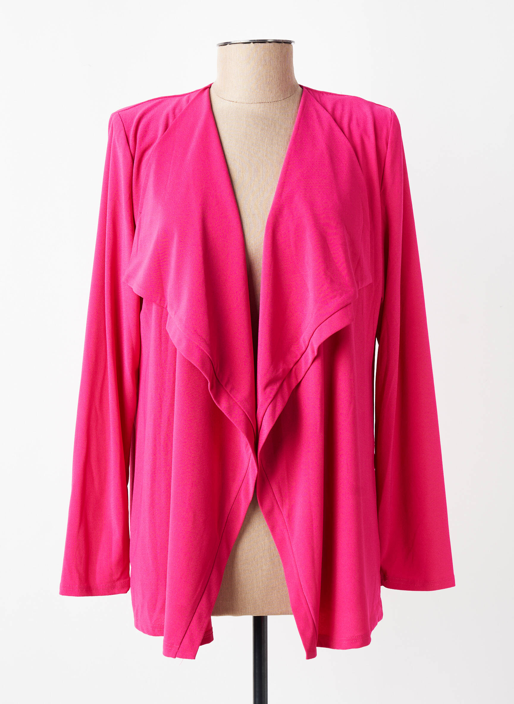 Gilet manches longues col v rose GEVANA femme