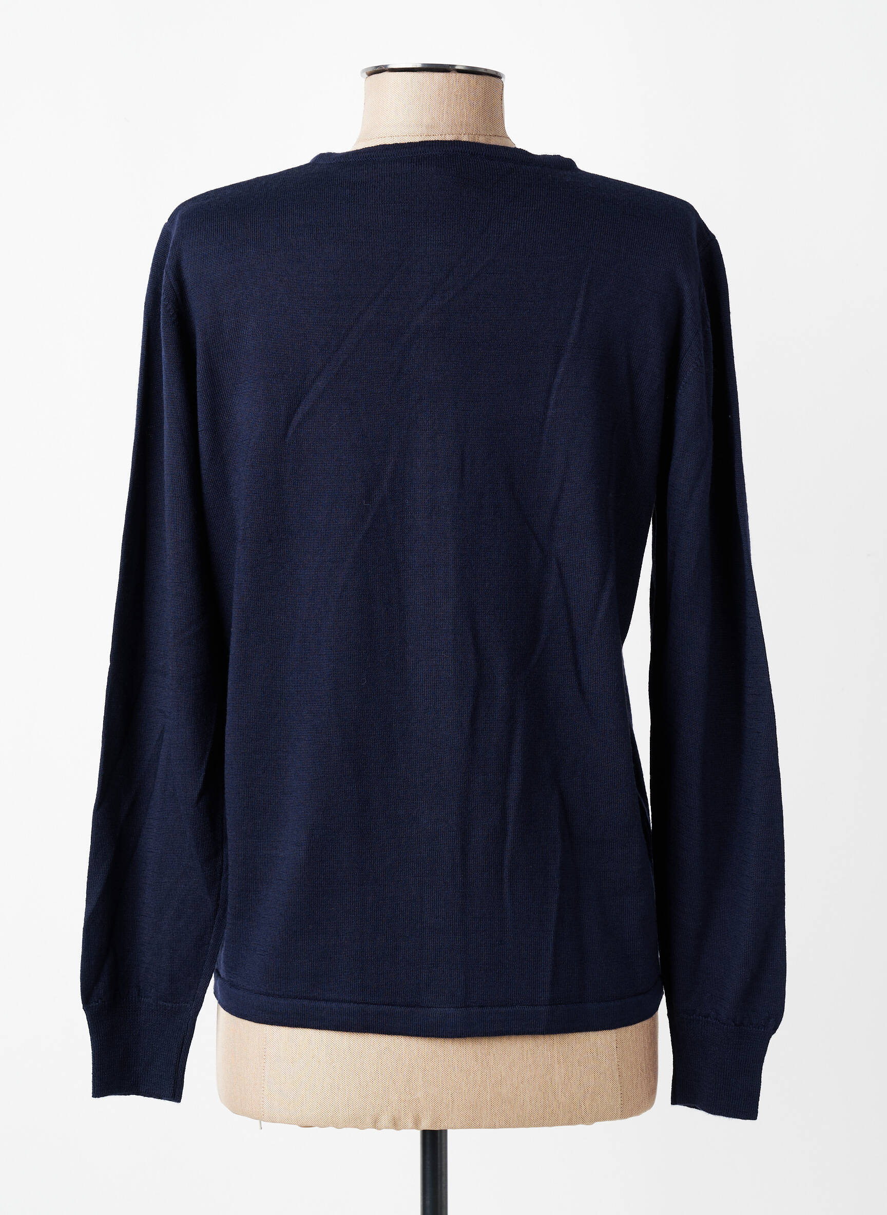 Gilet manches longues col rond bleu GEVANA femme