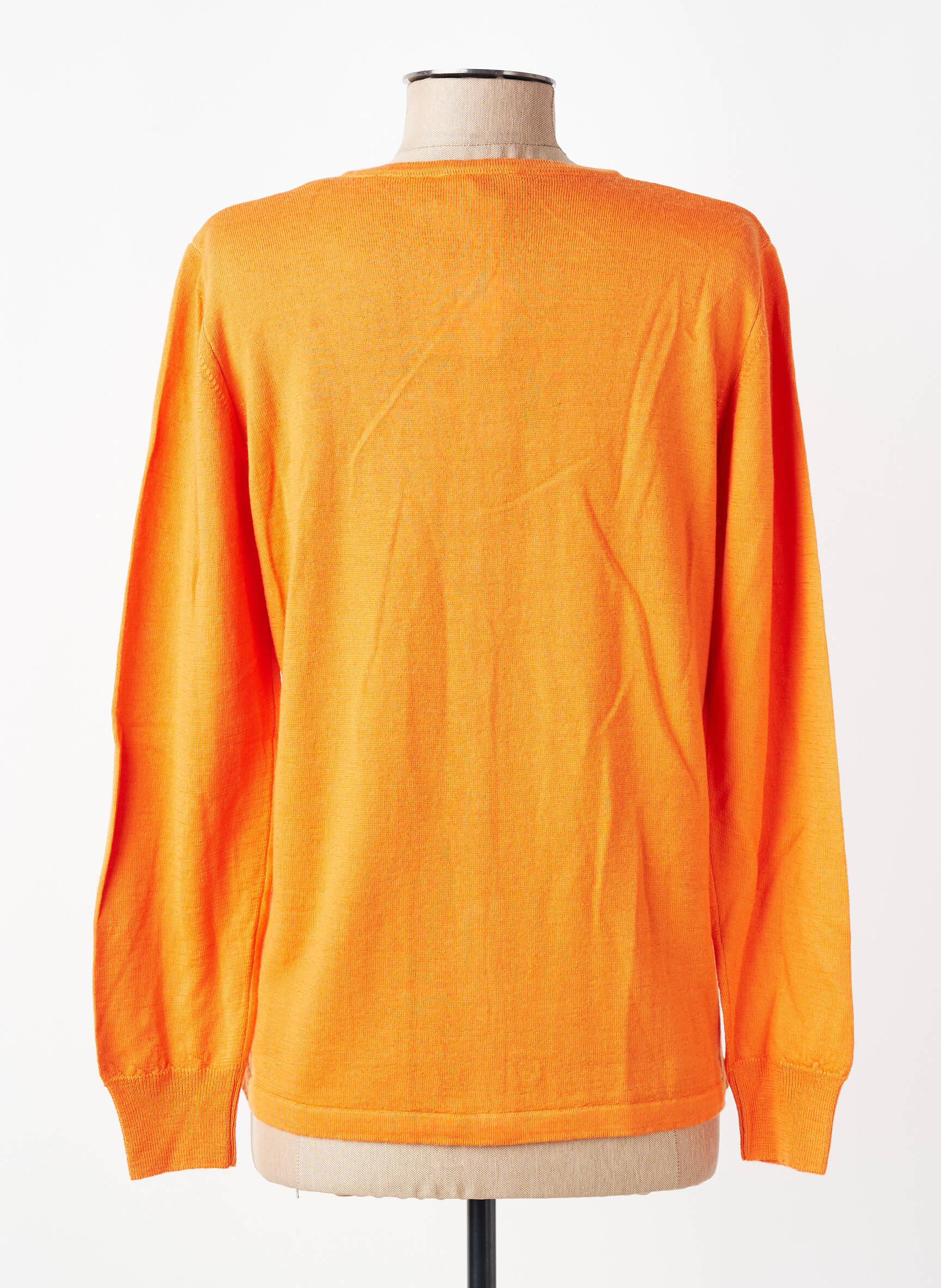 Gilet manches longues col rond orange GEVANA femme