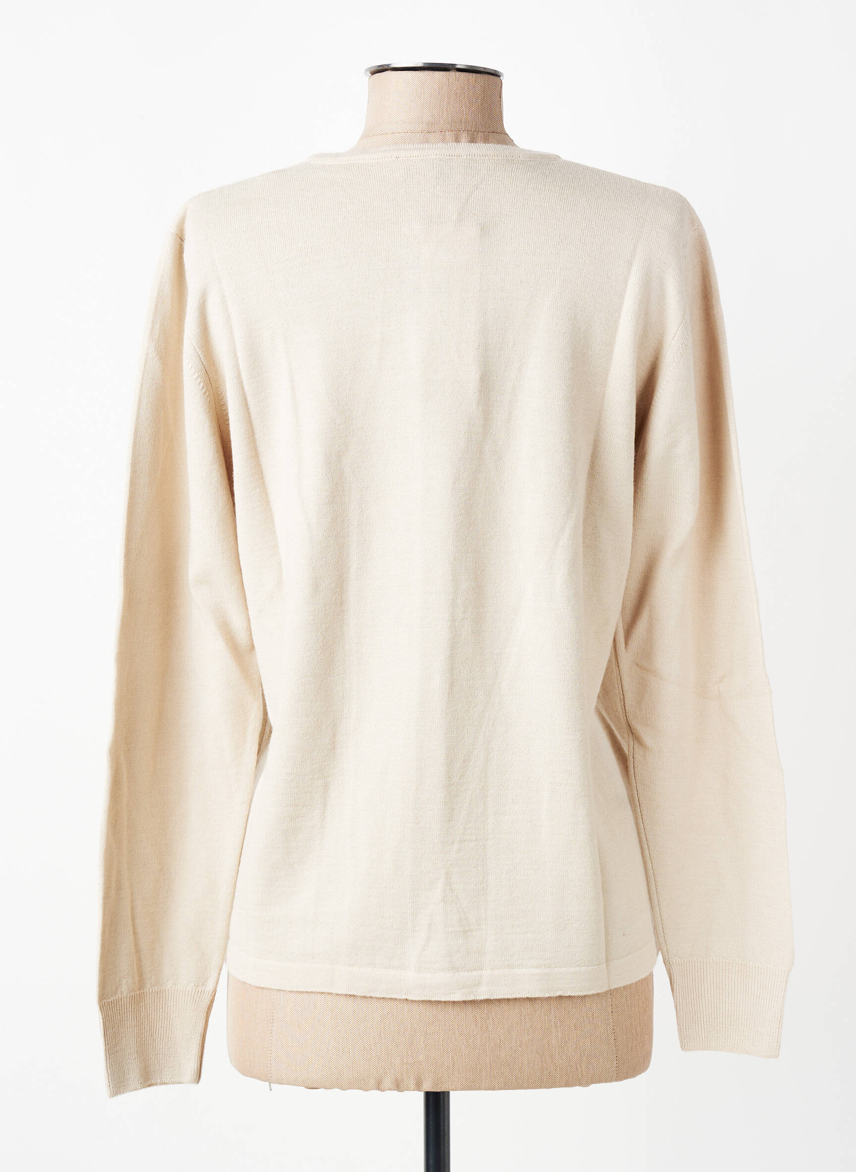 Gilet manches longues col rond beige GEVANA femme