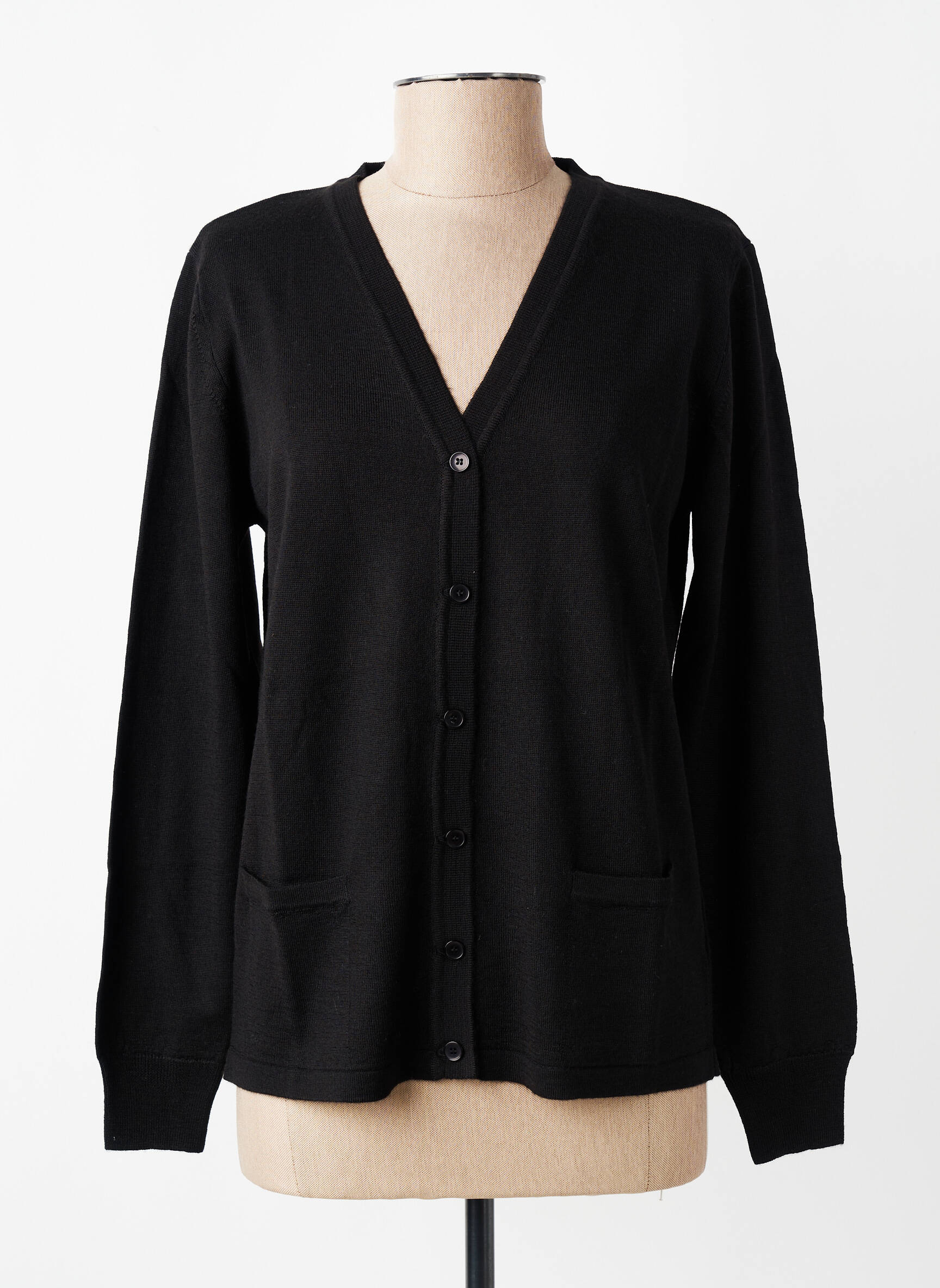 Gilet manches longues resserrée sur le bas noir GEVANA femme