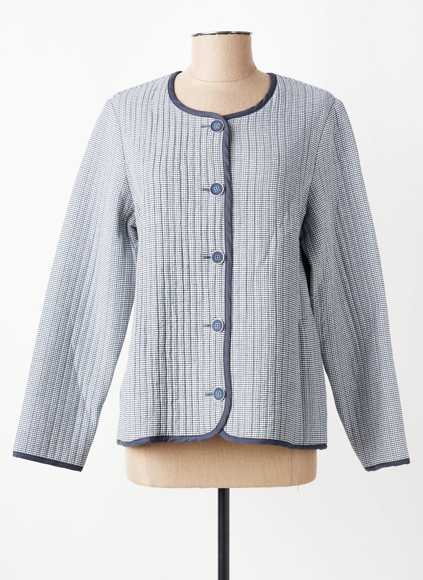 Veste casual col rond bleu GEVANA femme