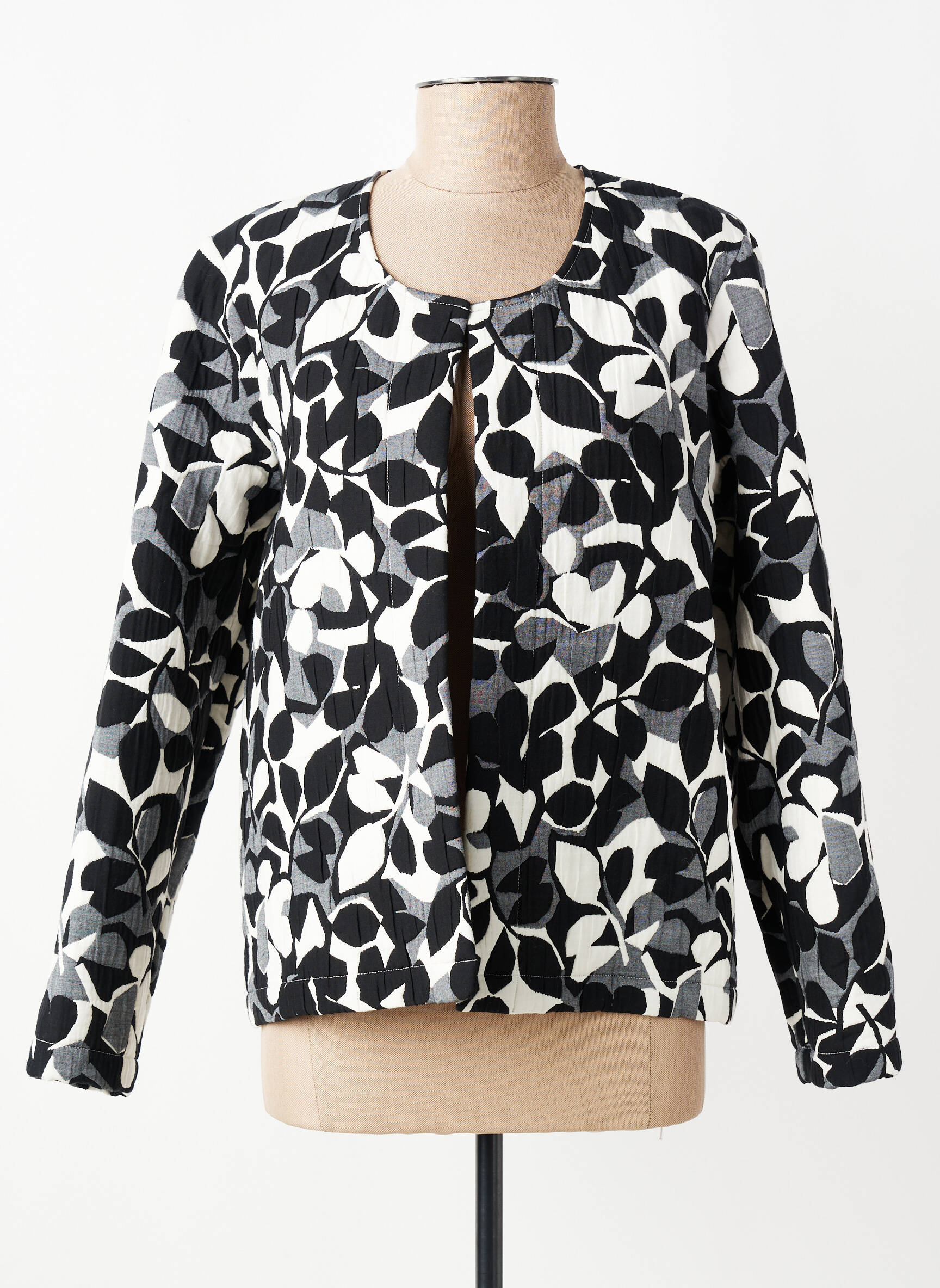 Veste casual col rond noir GEVANA femme