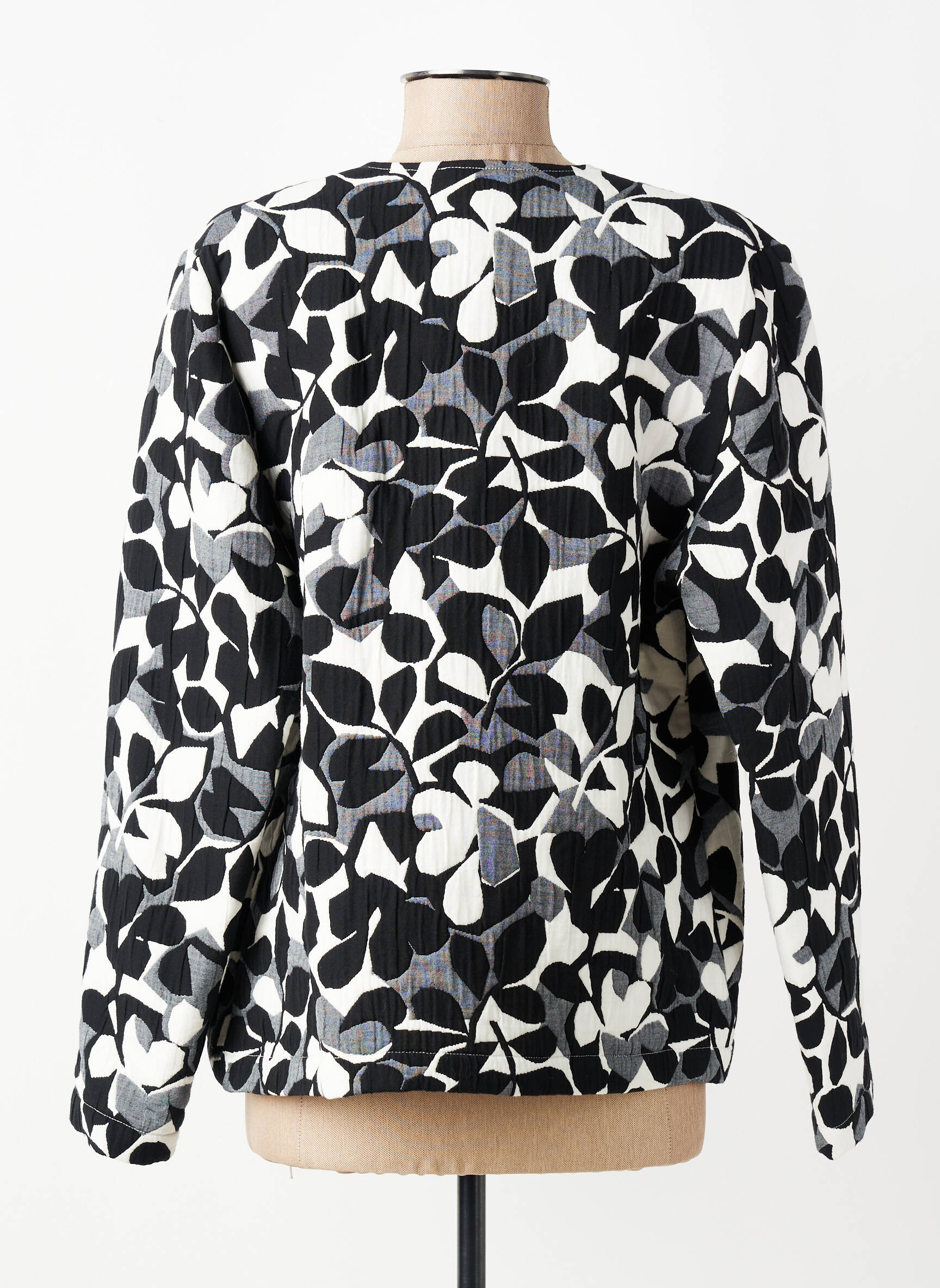 Veste casual col rond noir GEVANA femme