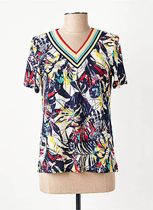 T-shirt col v manches courtes bleu GEVANA femme