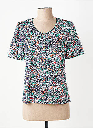 T-shirt col v manches courtes bleu GEVANA femme