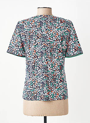 T-shirt col v manches courtes bleu GEVANA femme