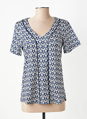 Top stretch manches courtes bleu GEVANA femme