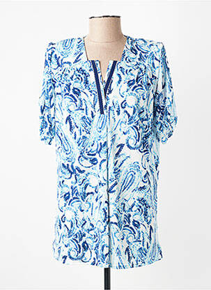 Top stretch manches courtes bleu GEVANA femme