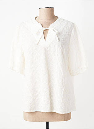 Blouse légère et transparente manches courtes beige GEVANA femme