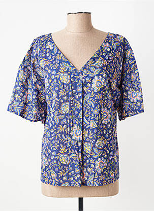 Blouse imprimé fleurs manches 3/4 bleu GEVANA femme