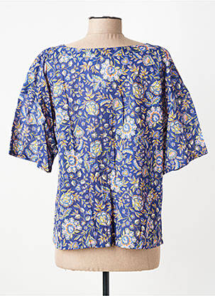 Blouse imprimé fleurs manches 3/4 bleu GEVANA femme