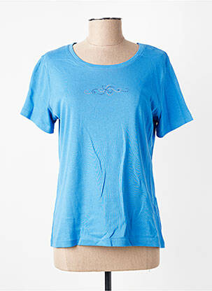 T-shirt sérigraphie avec strass manches courtes bleu GEVANA femme