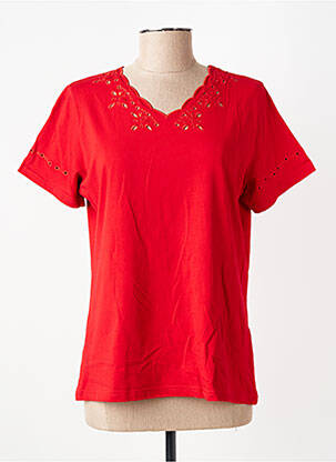 T-shirt col v manches courtes rouge GEVANA femme