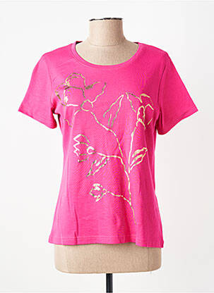 T-shirt sérigraphie manches courtes rose GEVANA femme